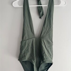 Aerie Olive/Sage Green Halter Swimsuit